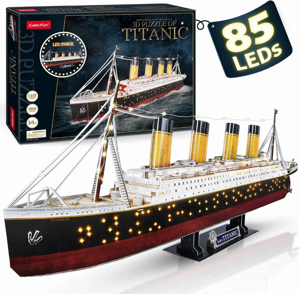 0234 quebra cabeca 3d titanic com 85 luzes led