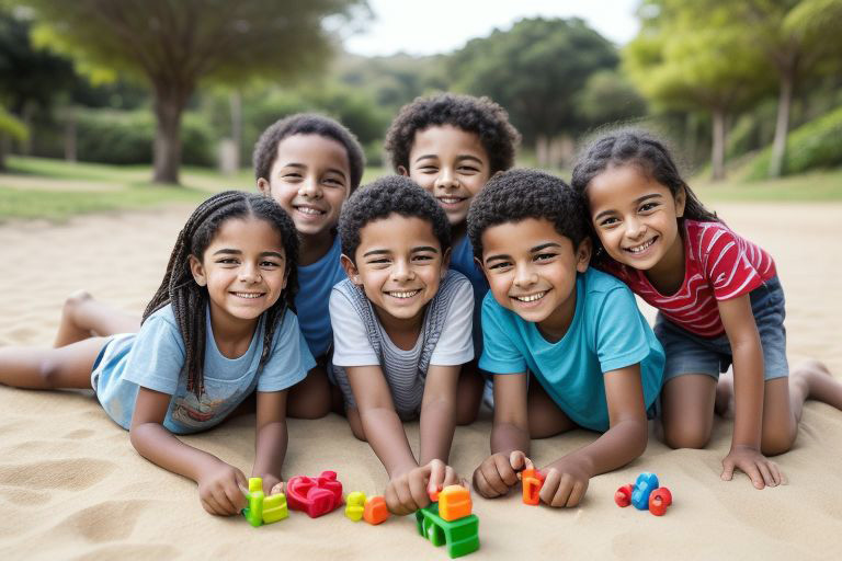 meninos e meninas brincando em um parquinho