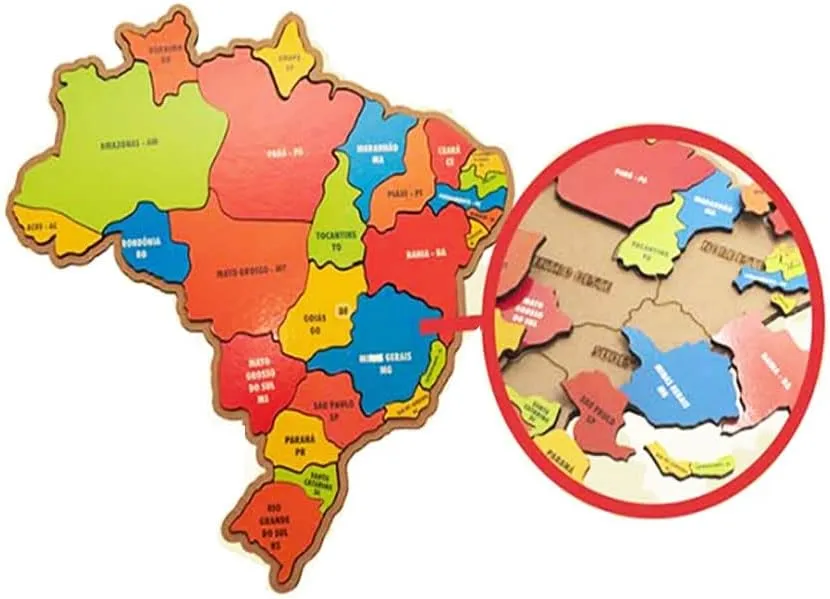 1926 Quebra Cabeca Infantil Mapa Do Brasil Em Madeira