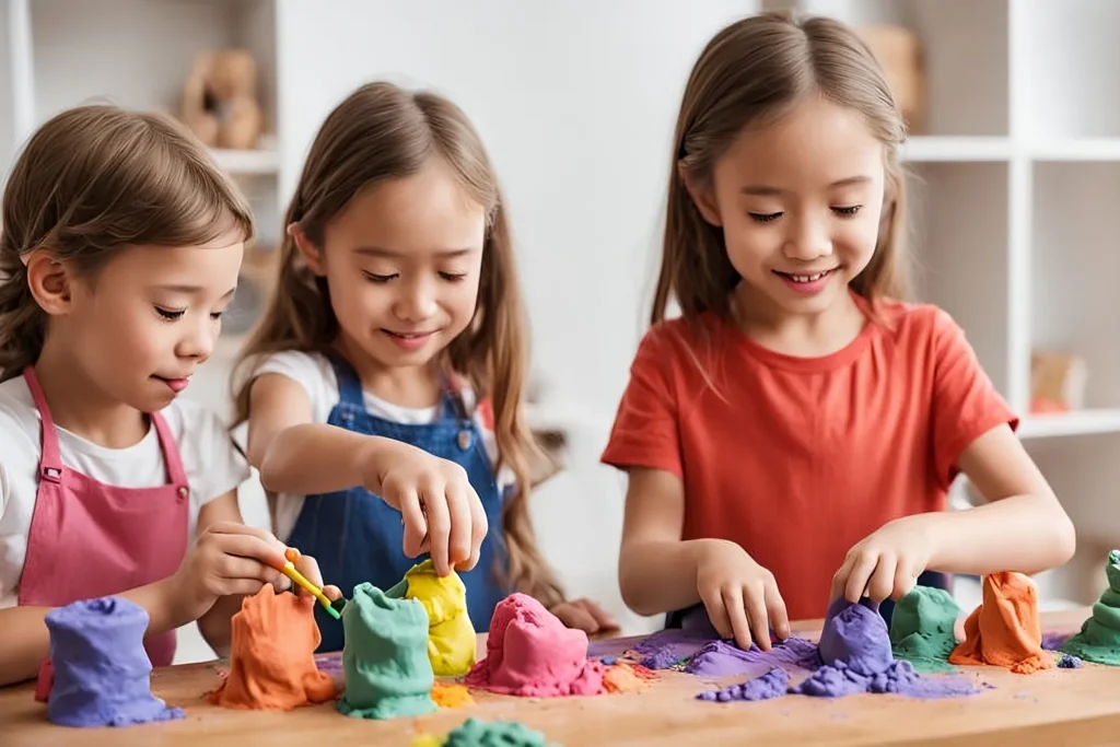 Meninas brincando de massinha de modelar