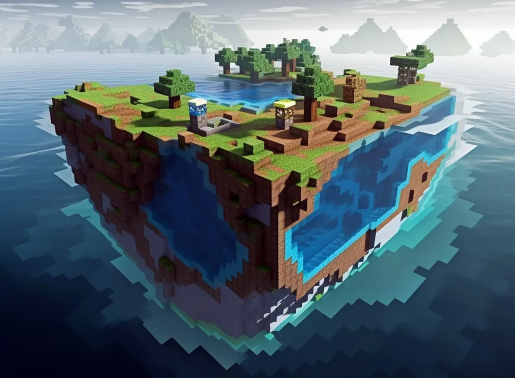 ilha construída no minecraft