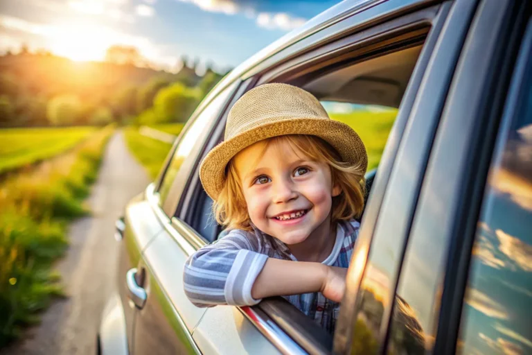 crianca em viagem de carro