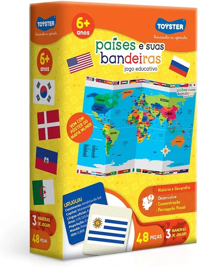 Jogo Infantil para crianças de 6 anos sobre países e suas bandeiras