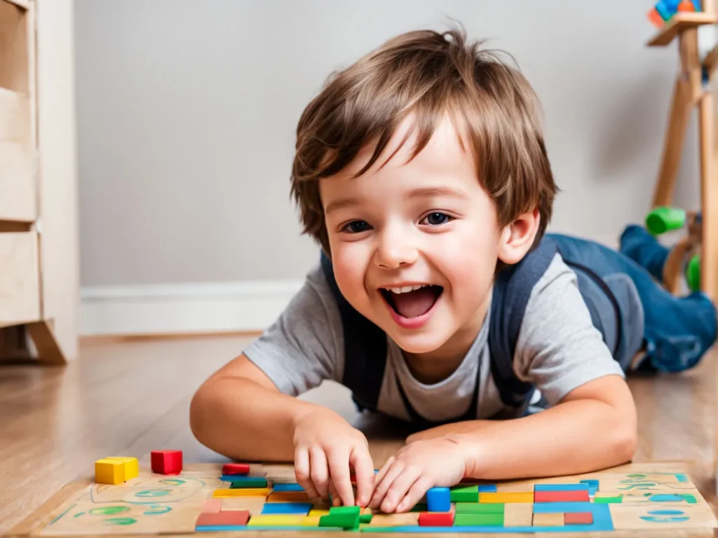 crianca brincando com jogo educativo