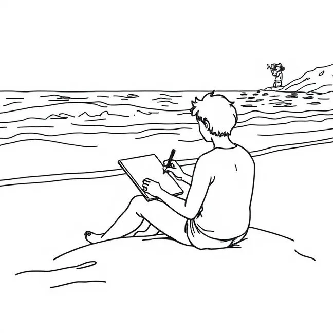 Desenhando na Praia