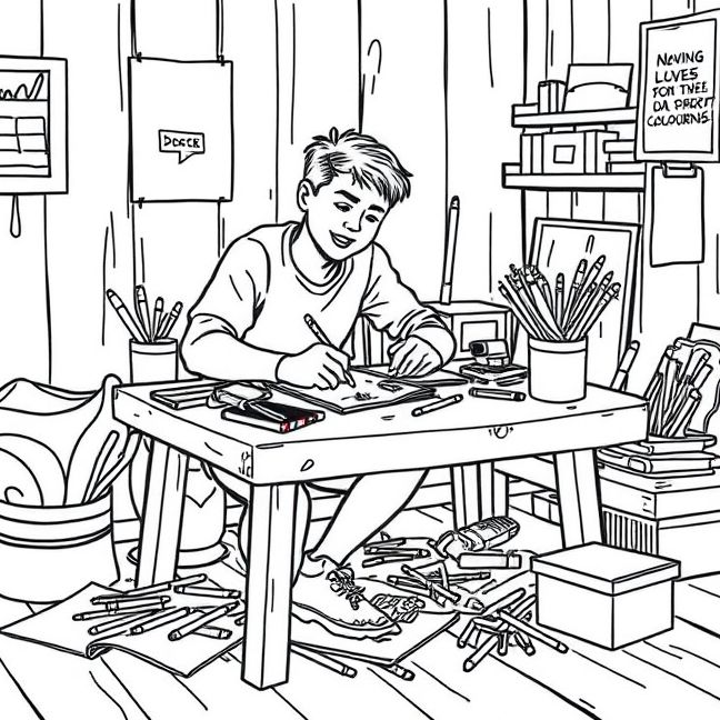 Desenho de Colorindo com Alegria pronto para imprimir e colorir