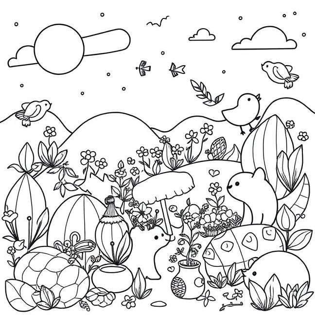 Desenho de Natureza dos Sonhos pronto para imprimir e colorir