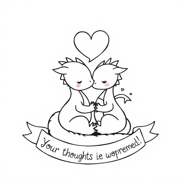 Desenho de Dragões Apaixonados: Página para Colorir pronto para imprimir e colorir