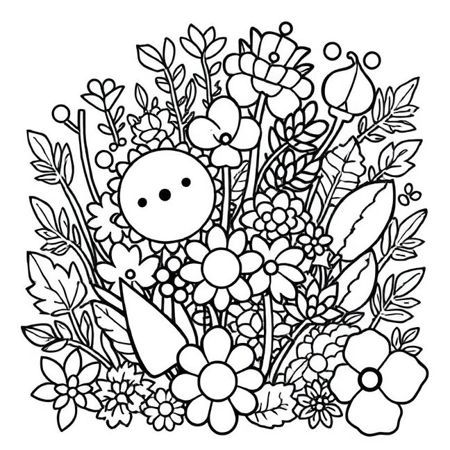 Desenho de Flores para Colorir pronto para imprimir e colorir