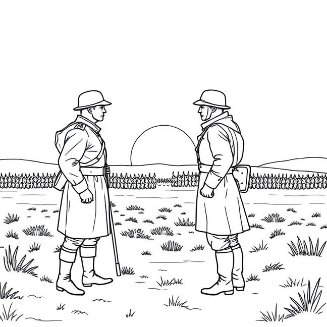 Desenho de Guerras: Rússia x Ucrânia & Chile (1891) pronto para imprimir e colorir