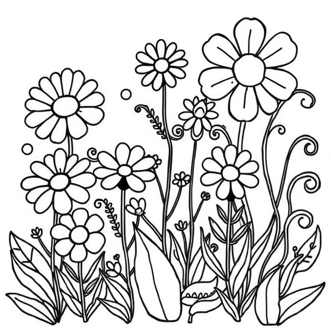 Desenho de Pequeno Jardim pronto para imprimir e colorir