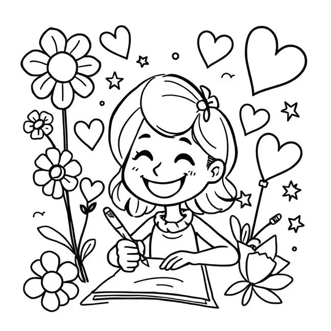 Colorir Online: Dê Vida ao Desenho de Uma Menina Criativa!