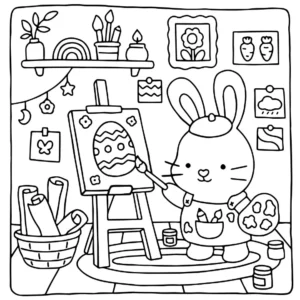 Coloring Page Desenho Kawaii - Coelhinho da Páscoa
