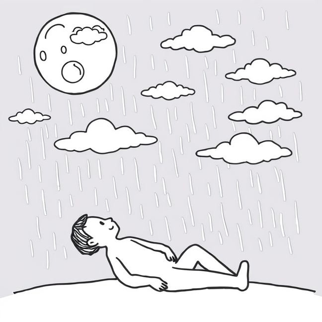 Desenho de Noite Tranquila sob a Lua pronto para imprimir e colorir