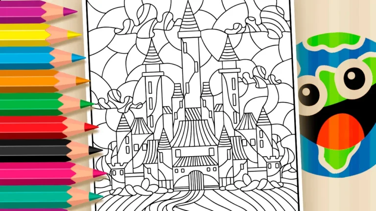 Desenho para colorir Castelo da Disney em Mosaico