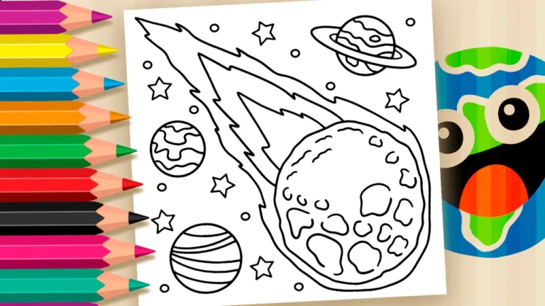 Desenho para colorir Asteroide no Espaço