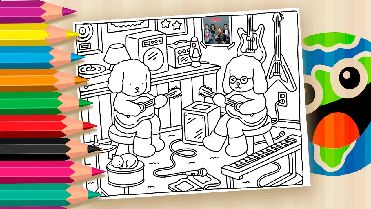 Colorir Desenho Kawaii Tocando Maneskin