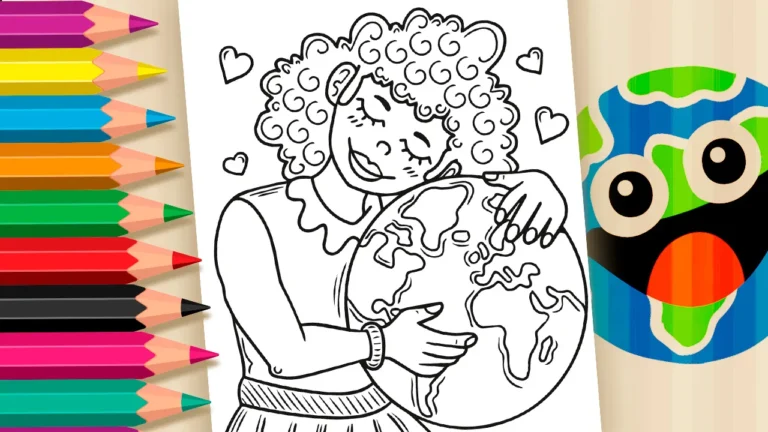 Desenho para colorir Amor por Nossa Casa! Colorir Online o Planeta Terra