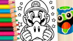 Desenho para colorir Mario e a Estrela para Colorir