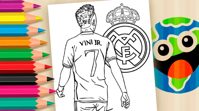 Desenho para colorir Vinicius JR e o Real Madrid para Colorir ⚽