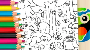 Desenho para colorir Bobbie Goods - Cachorrinho e Gatinho no Bosque Encantado