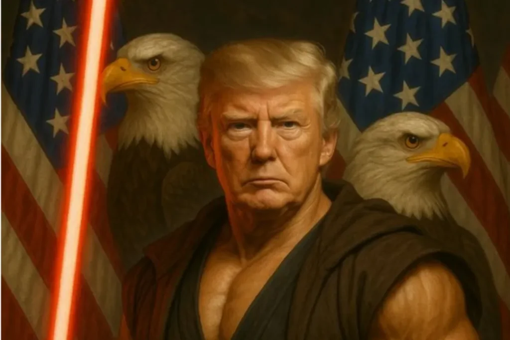Trump Como Jedi Musculoso: Casa Branca Publica Imagem de IA no Dia da Vingança do Mundo