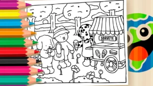 Desenho para colorir Sorvete no Parque com Bobbie Goods