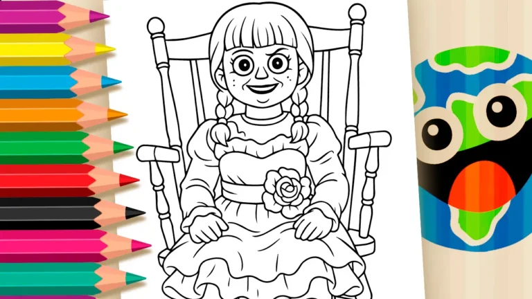 Desenho para colorir Boneca Annabelle para Colorir — Mistério e Lendas em Cada Traço