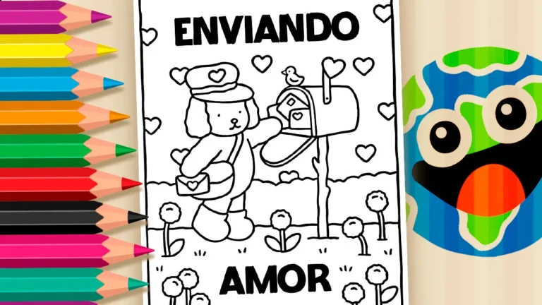 Desenho para colorir Desenho Kawaii - Cartão "Enviando Amor"