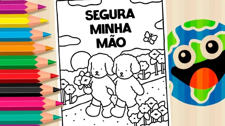 Desenho para colorir Desenho Kawaii - Cartão "Segura Minha Mão"