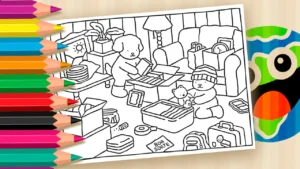 Desenho para colorir Pinte a Mudança para a Casa Nova: Desenho Desenho Kawaii para Colorir Online!