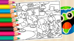 Desenho para colorir Dia de Spa e Salão de Beleza com Desenho Kawaii