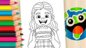 Desenho para colorir 🍔 Feliz Dia do Hambúrguer! Que tal colorir essa delícia?