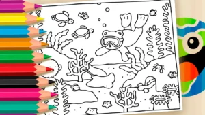 Desenho para colorir Desenho Kawaii – No Fundo do Mar: Página para Colorir Online