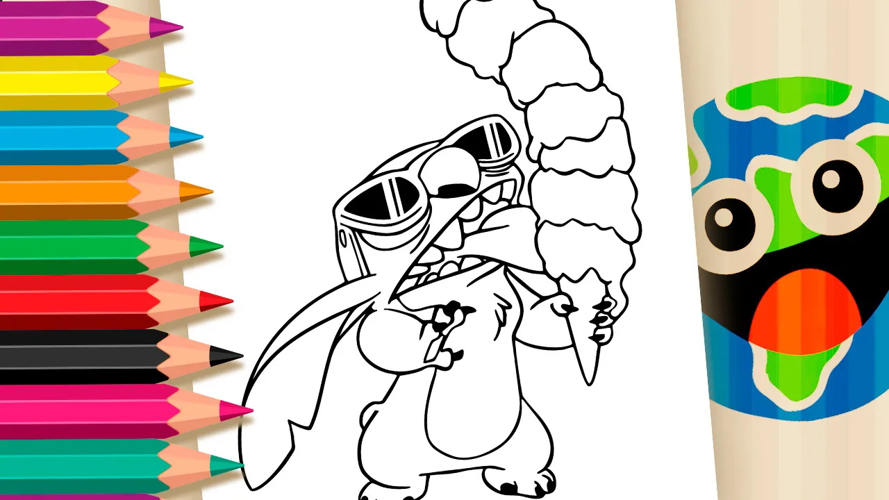 Divirta-se Colorindo o Stitch Tomando Sorvete Online