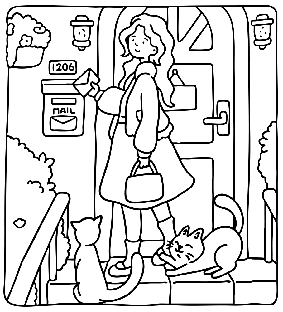 Desenho de “Cat Mom” para imprimir e colorir - PDF grátis para pessoas de todas as idades
