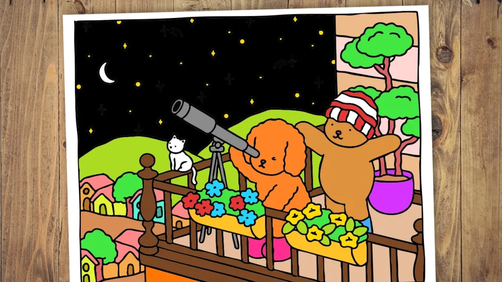 Desenho Kawaii colorido no Mundo dos Jogos.