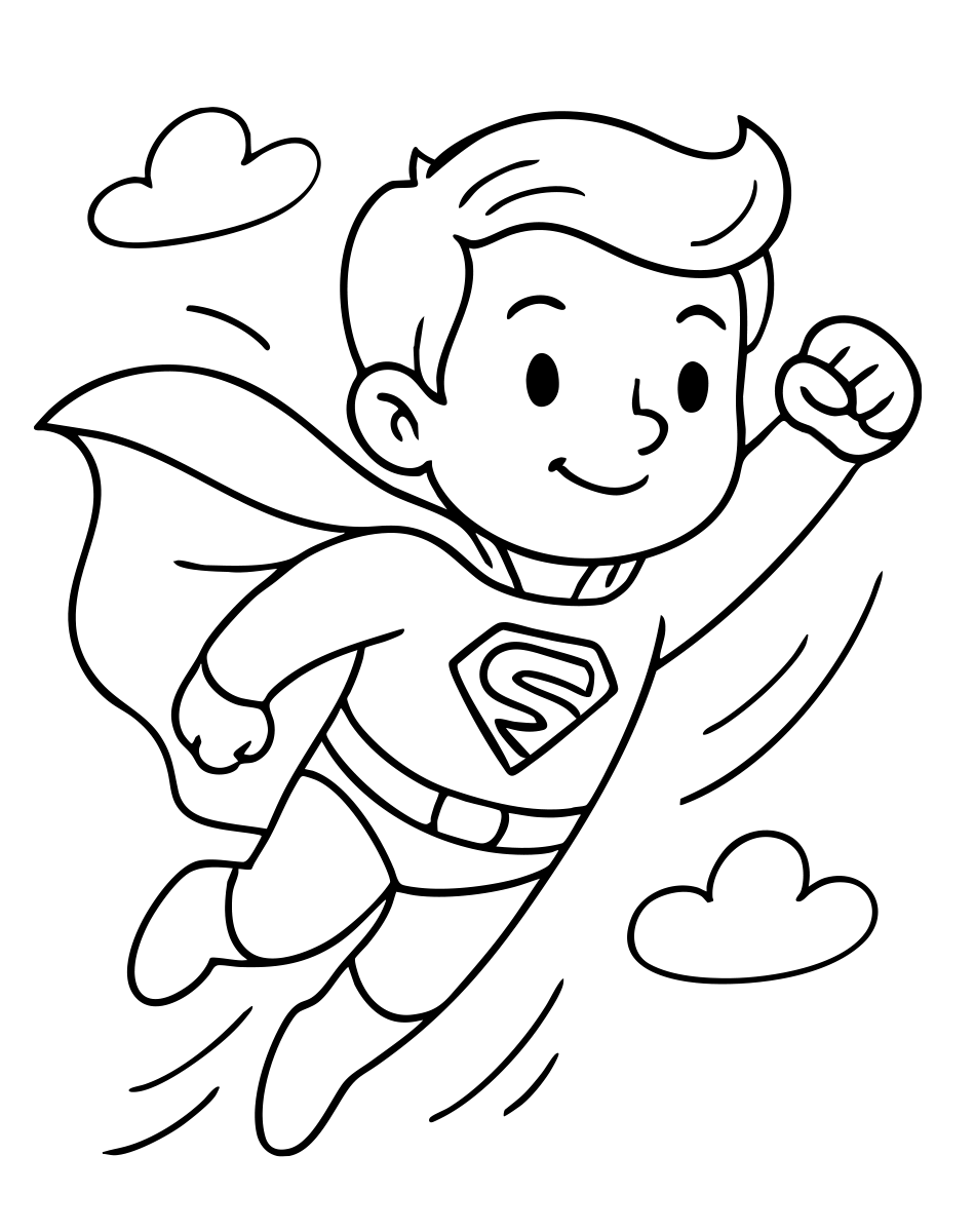 Desenho de do Superman Voando para Colorir para imprimir e colorir - PDF grátis para pessoas de todas as idades