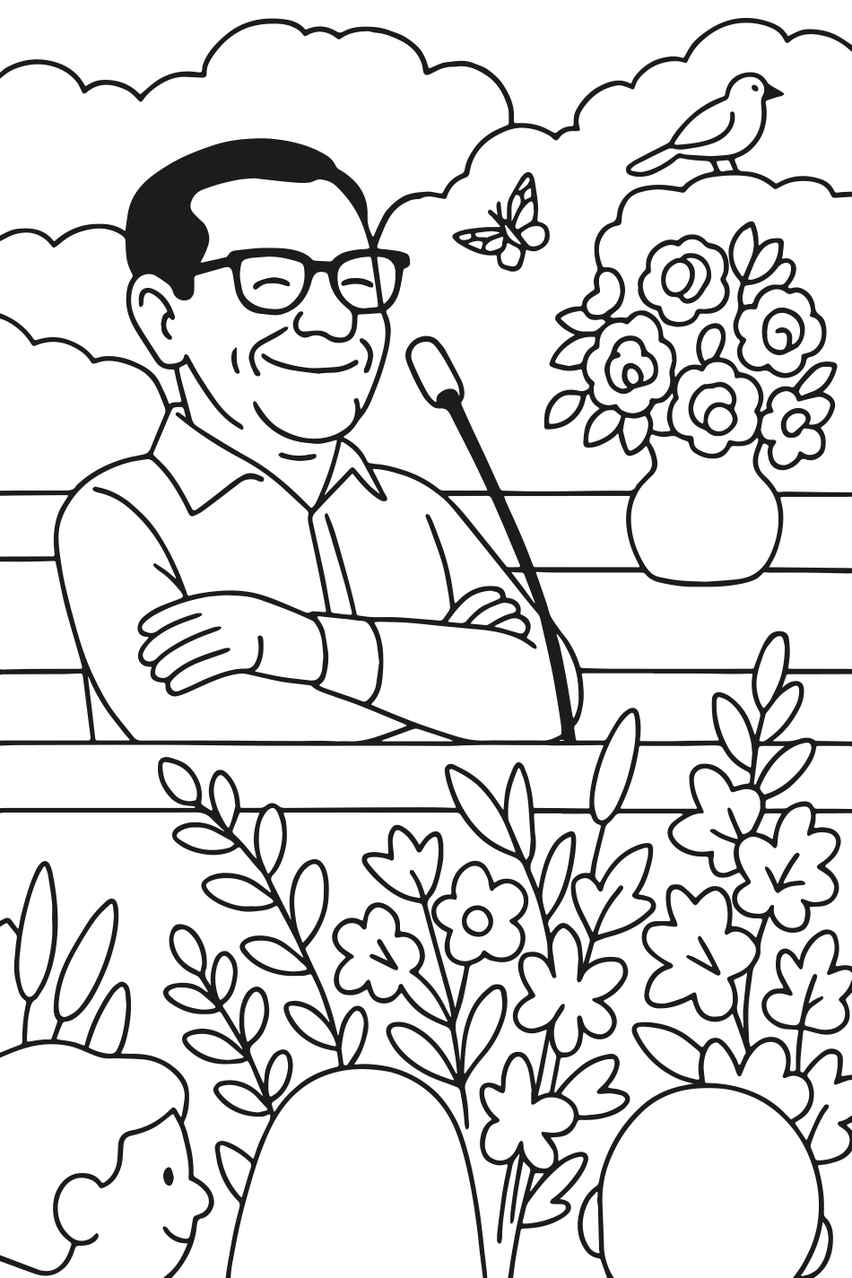 Desenho de Divaldo Franco para Colorir para imprimir e colorir - PDF grátis para pessoas de todas as idades