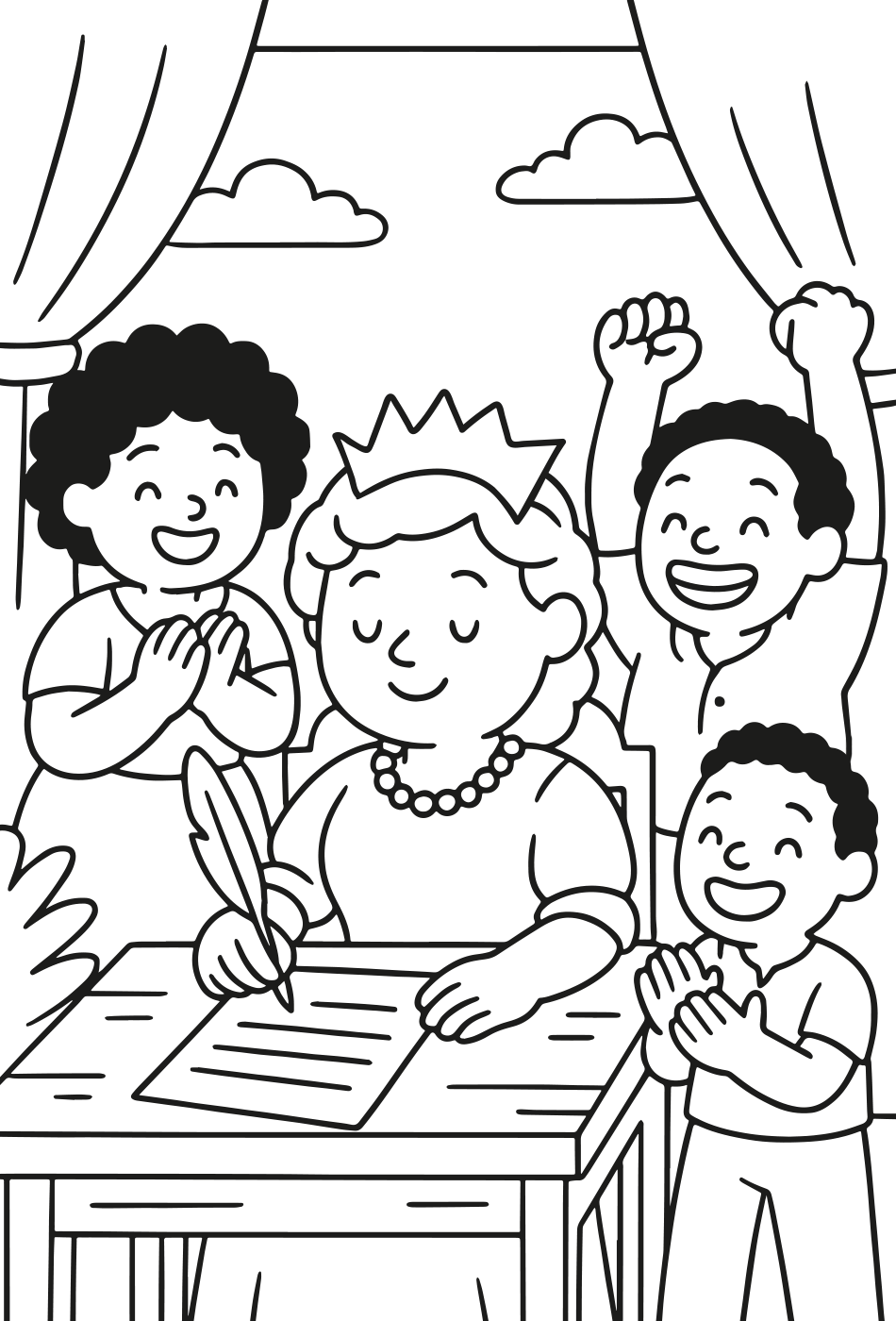 Desenho de Colorir: A Abolição da Escravidão no Brasil (1888) para imprimir e colorir - PDF grátis para pessoas de todas as idades