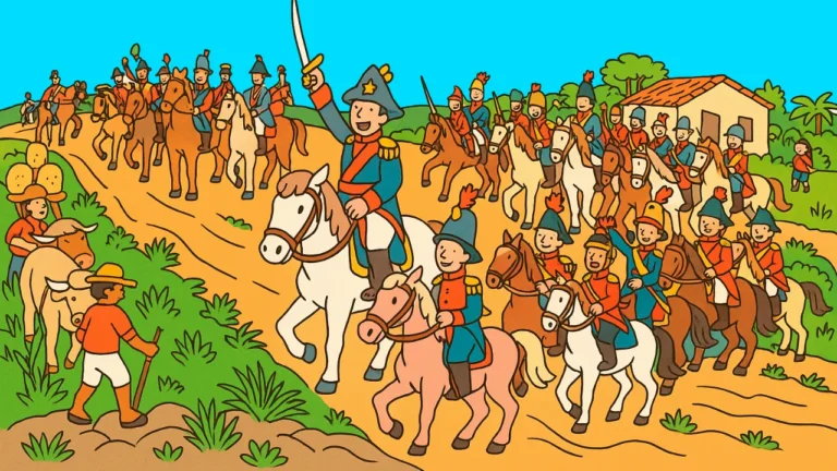 Desenho da pintura da Proclamação de Independência do Brasil.