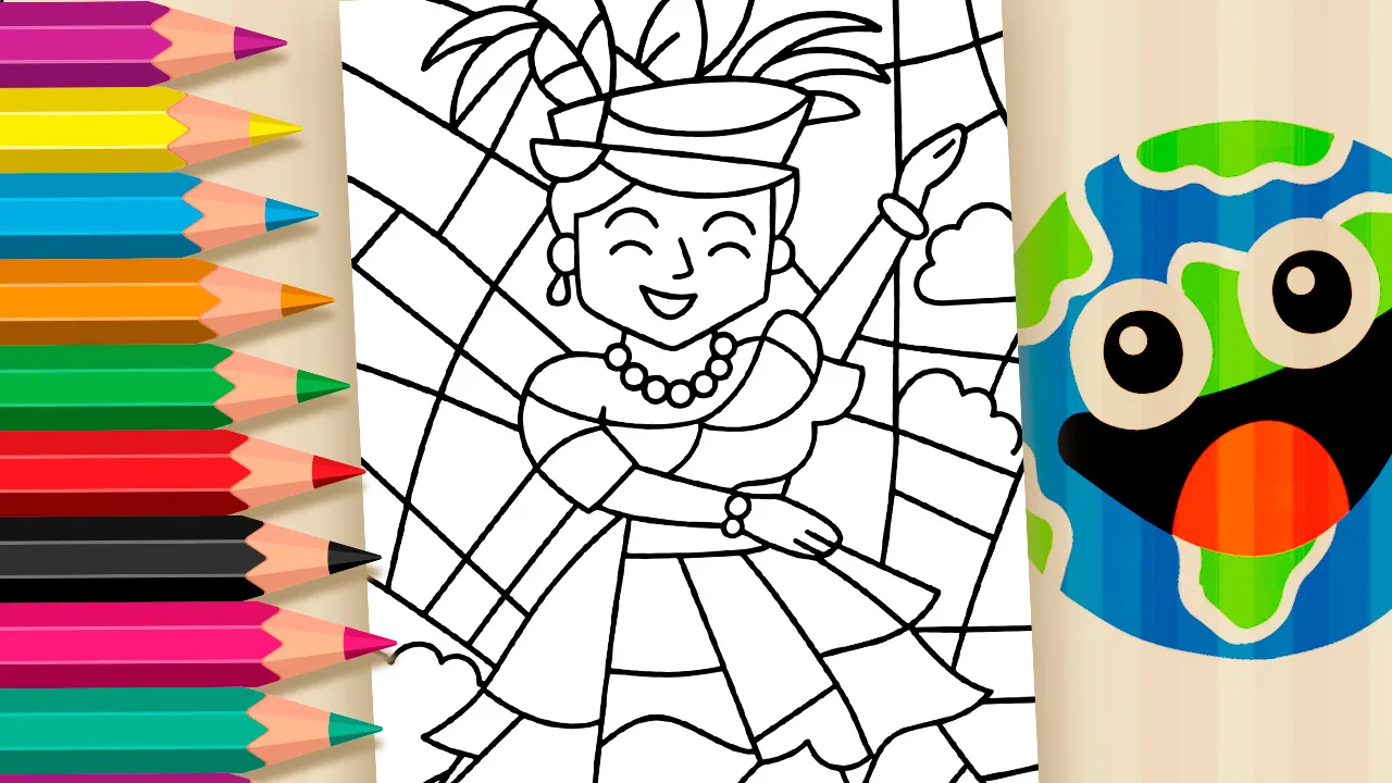 Colorir Online: Carmen Miranda em Releitura Estilo Romero Britto 🍍