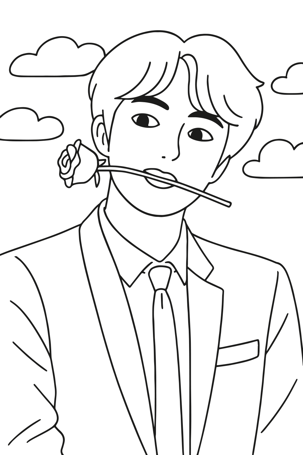Desenho de Jin do BTS para imprimir e colorir - PDF grátis para pessoas de todas as idades