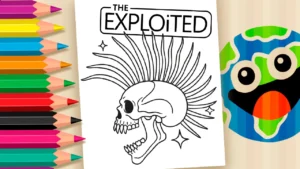 Desenho para colorir The Exploited – Arte Punk em Preto e Branco