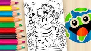Desenho para colorir Desenho do Tigrinho para Colorir – Pinte o Personagem do Jogo do Tigrinho 🐯