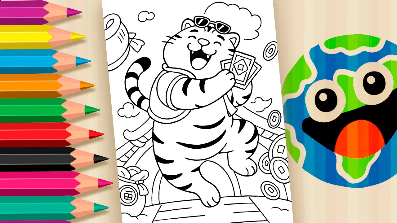 Desenho do Tigrinho para Colorir – Pinte o Personagem do Jogo do Tigrinho 🐯