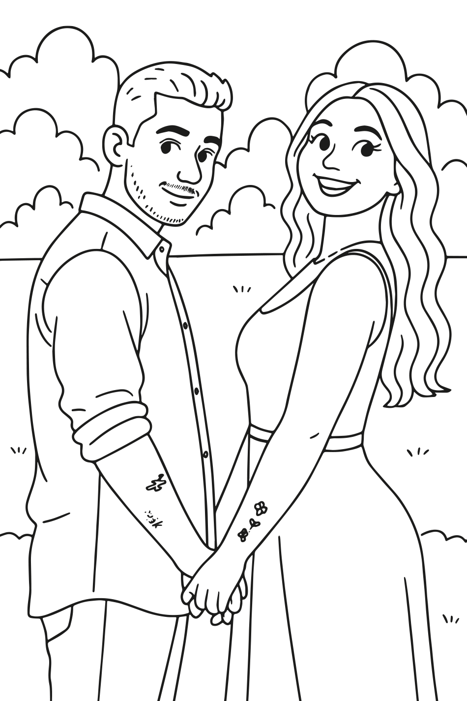 Desenho de Virginia e Zé Felipe para Colorir para imprimir e colorir - PDF grátis para pessoas de todas as idades