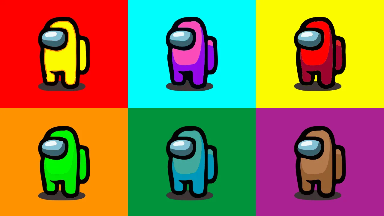 Vários Tripulantes do jogo Among Us, de cores diversas, servindo como um desafio de memória visual para o leitor do post.