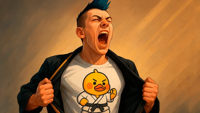 Hawk do Cobra Kai mostrando sua paixão: colorir Paper Duck online!
