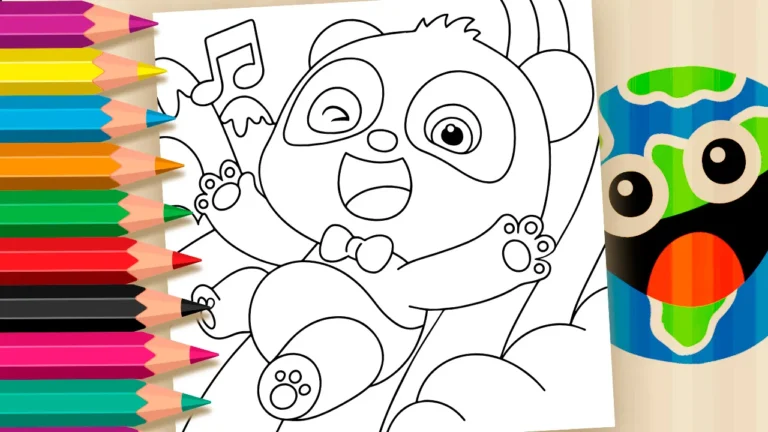 Desenho para colorir 🐼 Panda Musical BabyBus - Desenho para Colorir Online